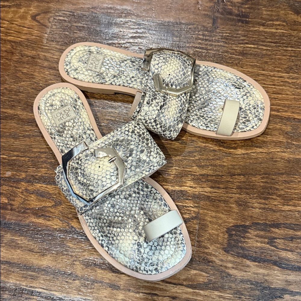 Louise et Cie Beige and Tan Snake Print Sandals